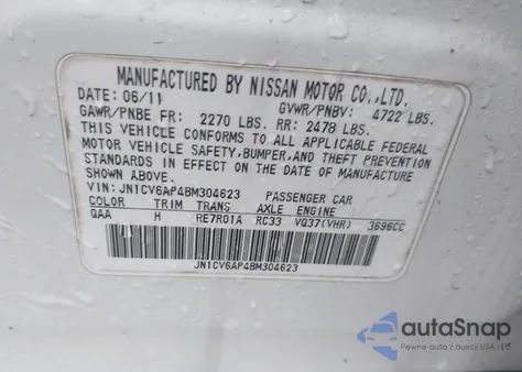 2011 Infiniti G37 Journey z USA, uszkodzony, nr VIN JN1CV6AP4BM304623